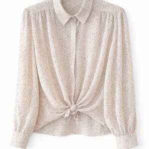 Neil Martin Vintage shoulder pad Polka Dot Blouse Size 16/L Long Sleeve